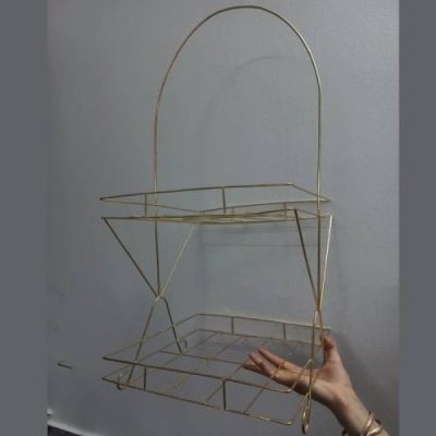 استند دو طبقه سایز بزرگ فلزی آبکاری فورتیک